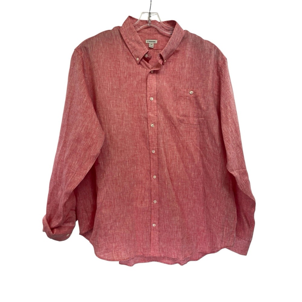 J. Peterman 100% Linen Mens Sz XXL Red L/S Button Down Shirt (O36)‎ NW/OTs